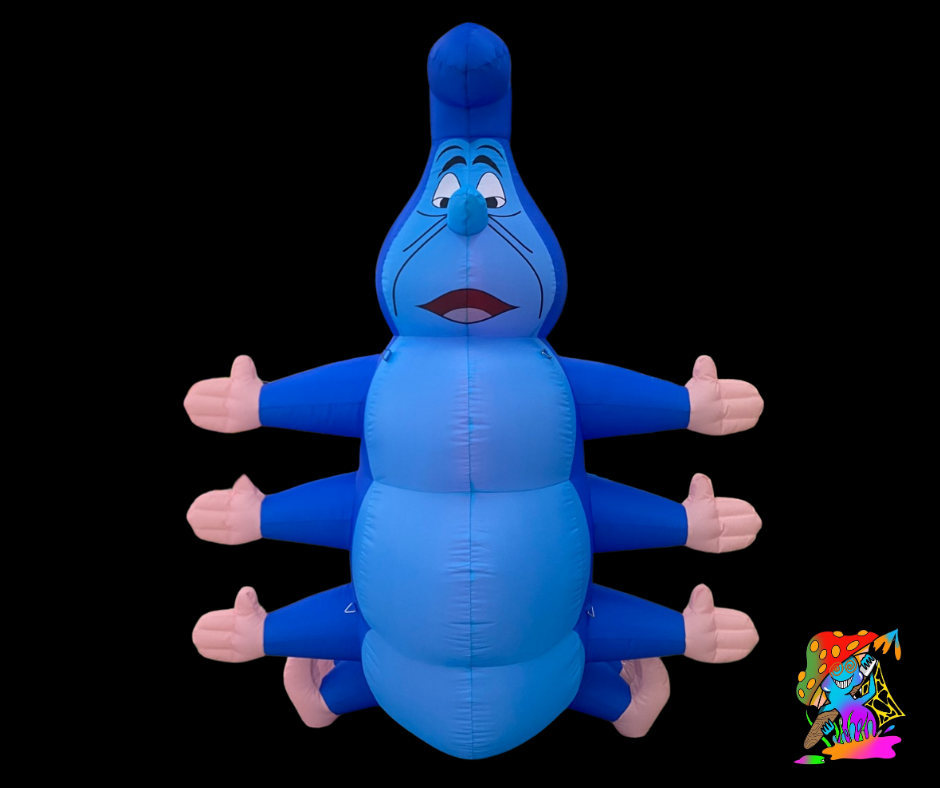 Enchanting Alice in Wonderland caterpillar inflatable for events of all ages
