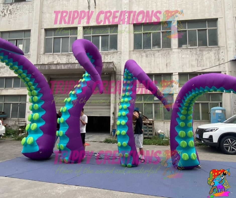 3m and 4m Purple Blue Tentacle Decorations for Immersive Party Installations