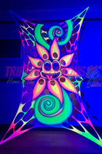 Hand airbrushed psychedelic neon flower UV wall hanging for trippy room decor