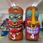 Colour-changing inflatable tiki totems designed for festival stages and themed party spaces