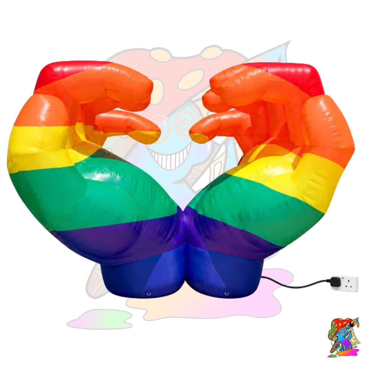 rainbow themed hand heart pride prop for events