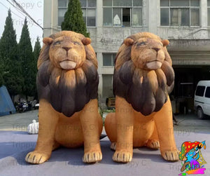 Large inflatable lion prop for outdoor jungle events