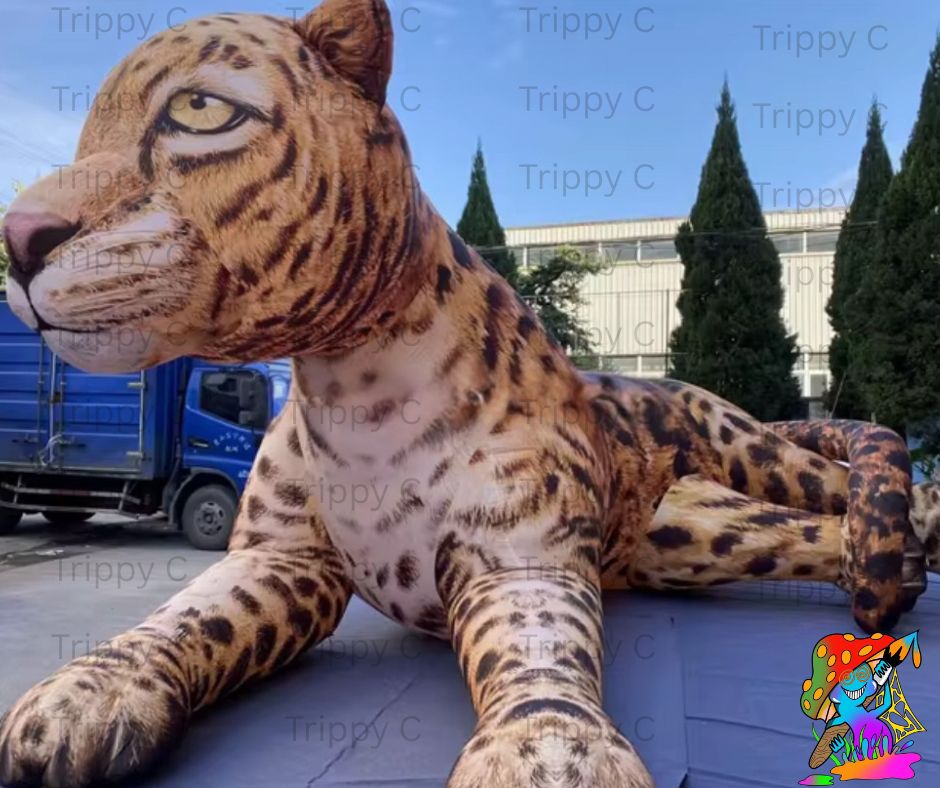 Eye-catching inflatable leopard for wildlife-themed celebrations