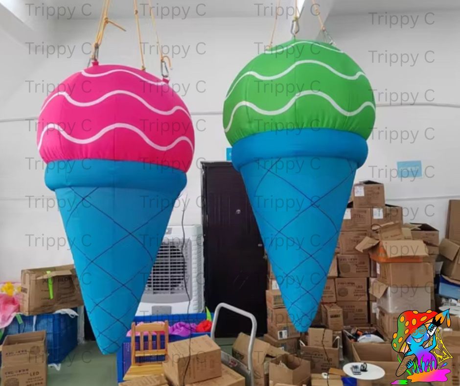 Hanging inflatable ice cream cone party decoration