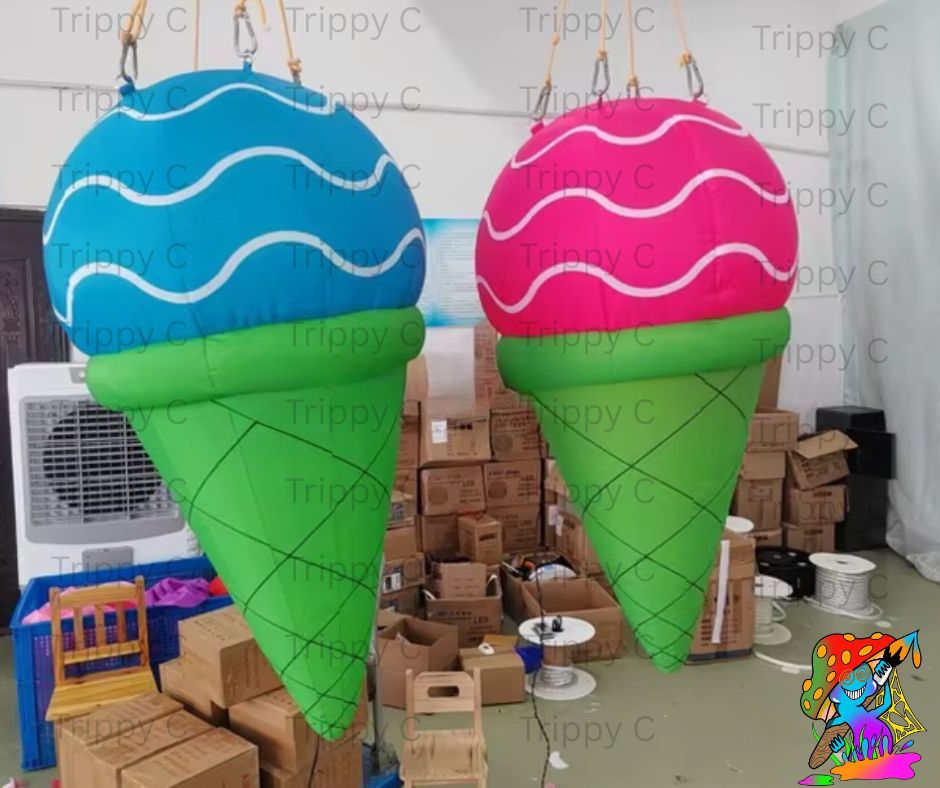 Giant inflatable ice cream cone hanging decor for candyland events