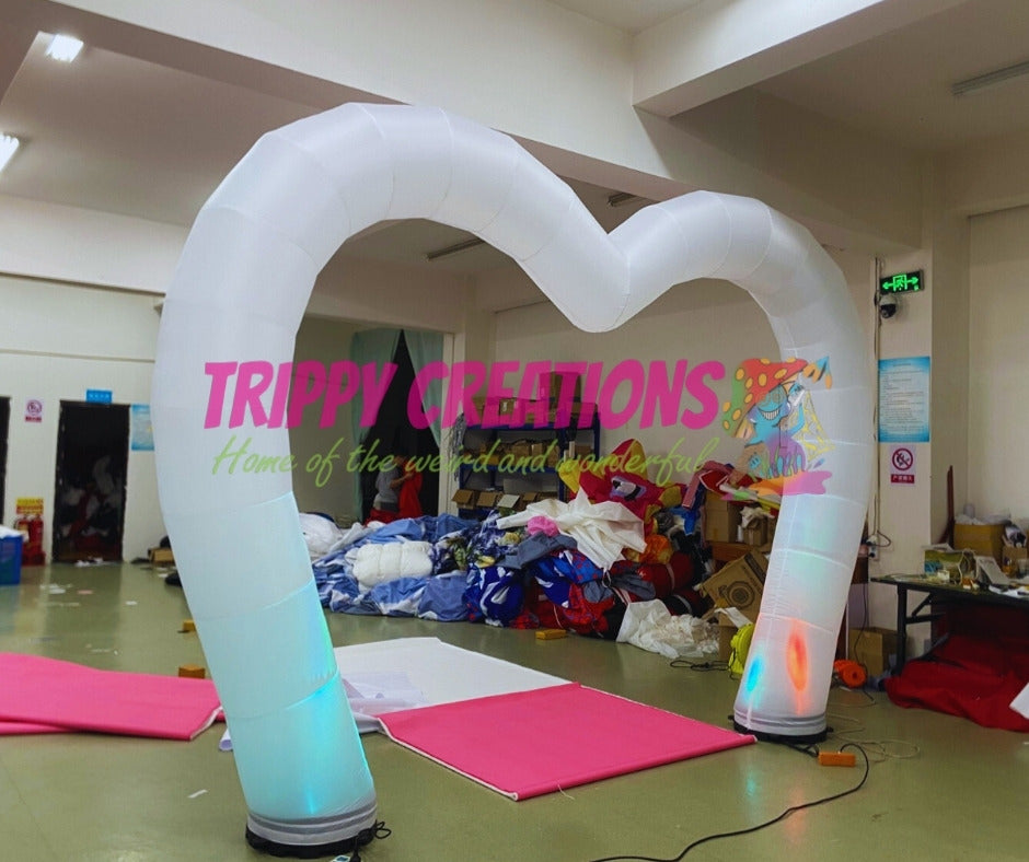 inflatable heart archway for photo backdrops and events