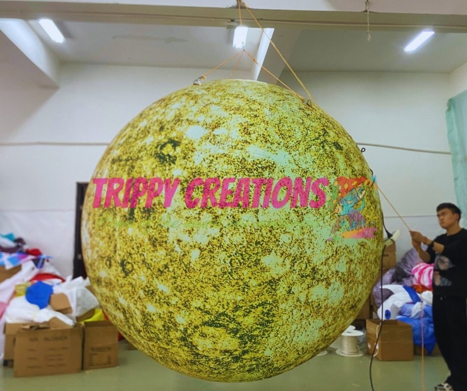 inflatable planets for sci fi themed event styling