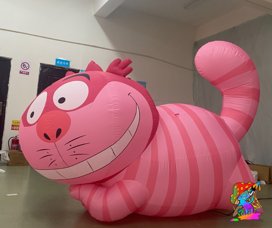 pink cheshire cat inflatable party prop. alice in wonderland event decorations