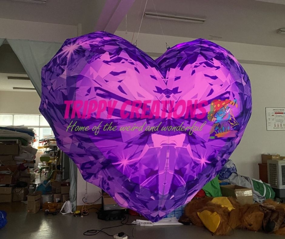 Pink crystal effect inflatable heart pro for engagement parties 