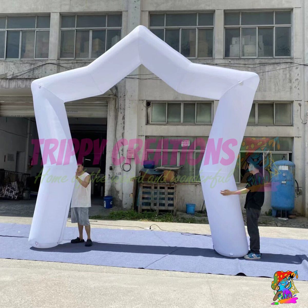 Large LED inflatable star-shaped arch suitable for an illuminated event entrance, party venue or photo backdrop.