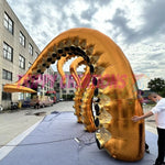 Metallic gold inflatable tentacles for party venues, outdoor installations and themed events