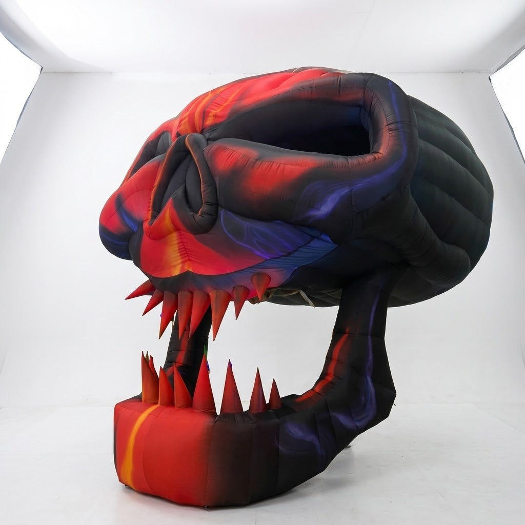 3m Red and Black Inflatable Hanging Skull – Giant Halloween Party Decoration