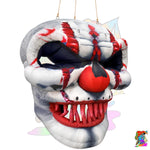 Large hanging clown skull decoration for halloween parties