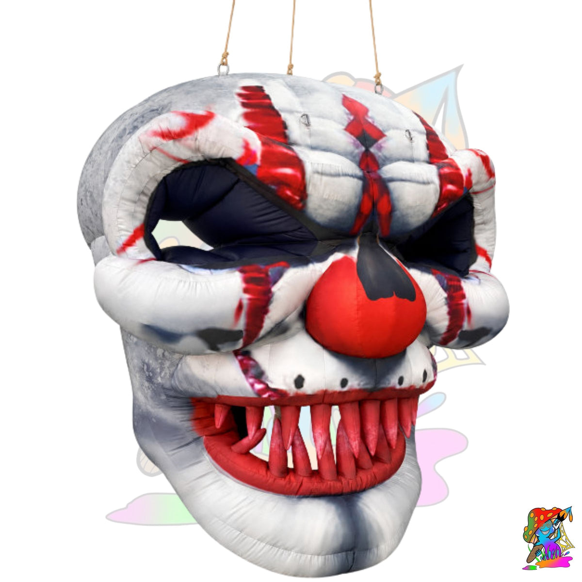 Large hanging clown skull decoration for halloween parties
