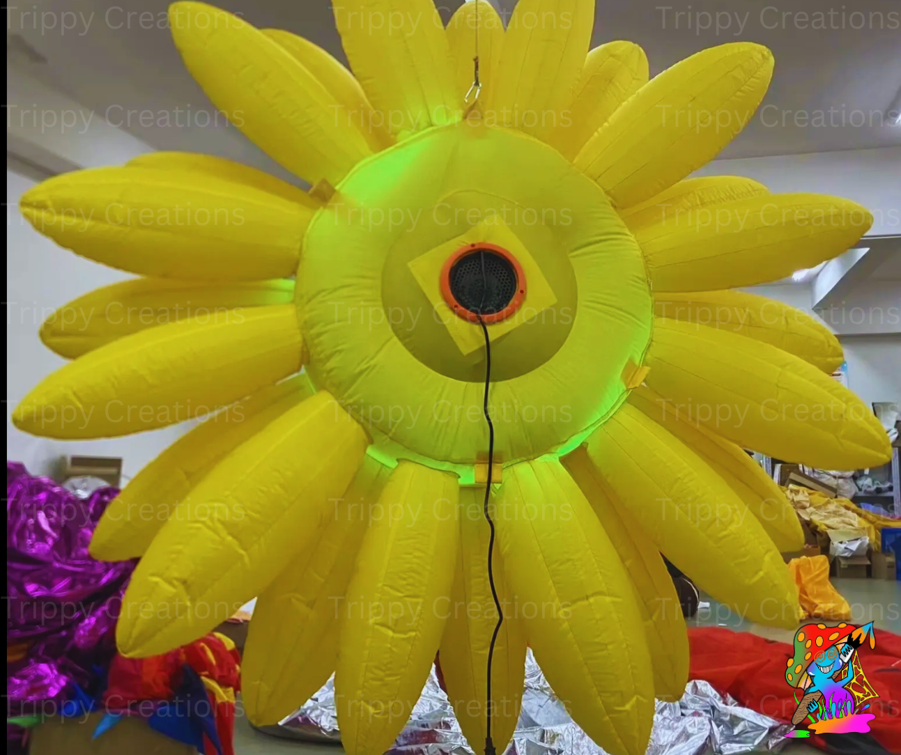 bright yellow sunflower inflatable for festivals and parties

