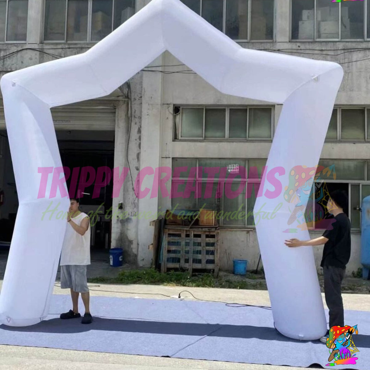 Star-shaped inflatable LED event arch with a bold five-point outline for professional event decoration.