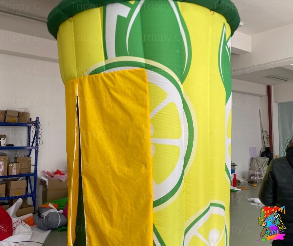 Decorative inflatable lemonade stand for event branding