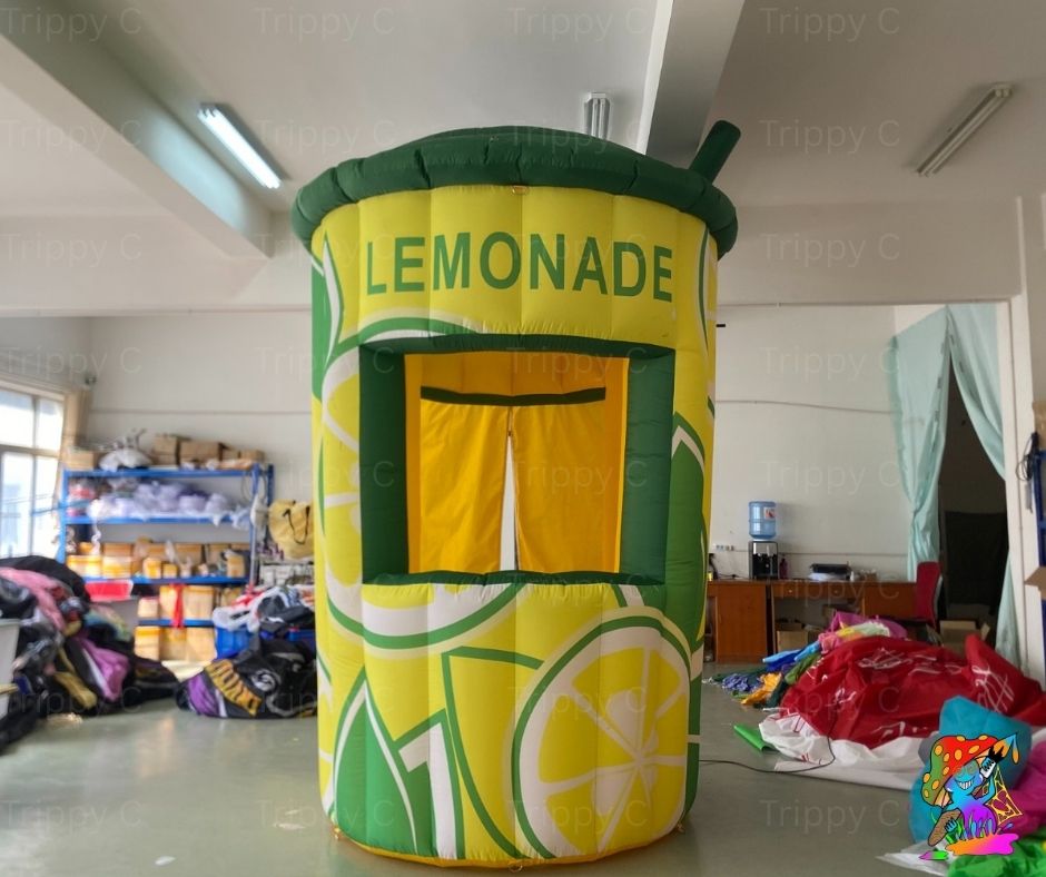 Colourful inflatable lemonade stand event decoration