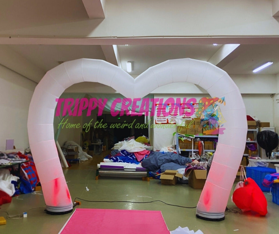 LED inflatable heart archway welcoming guests at events