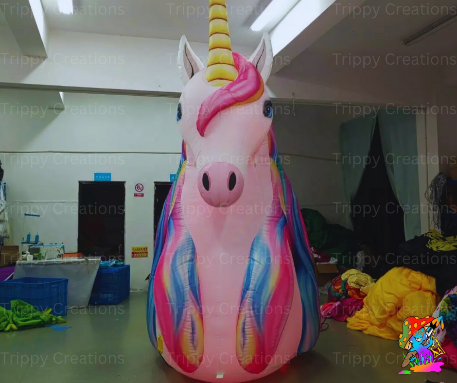 whimsical unicorn inflatable for adult party decor