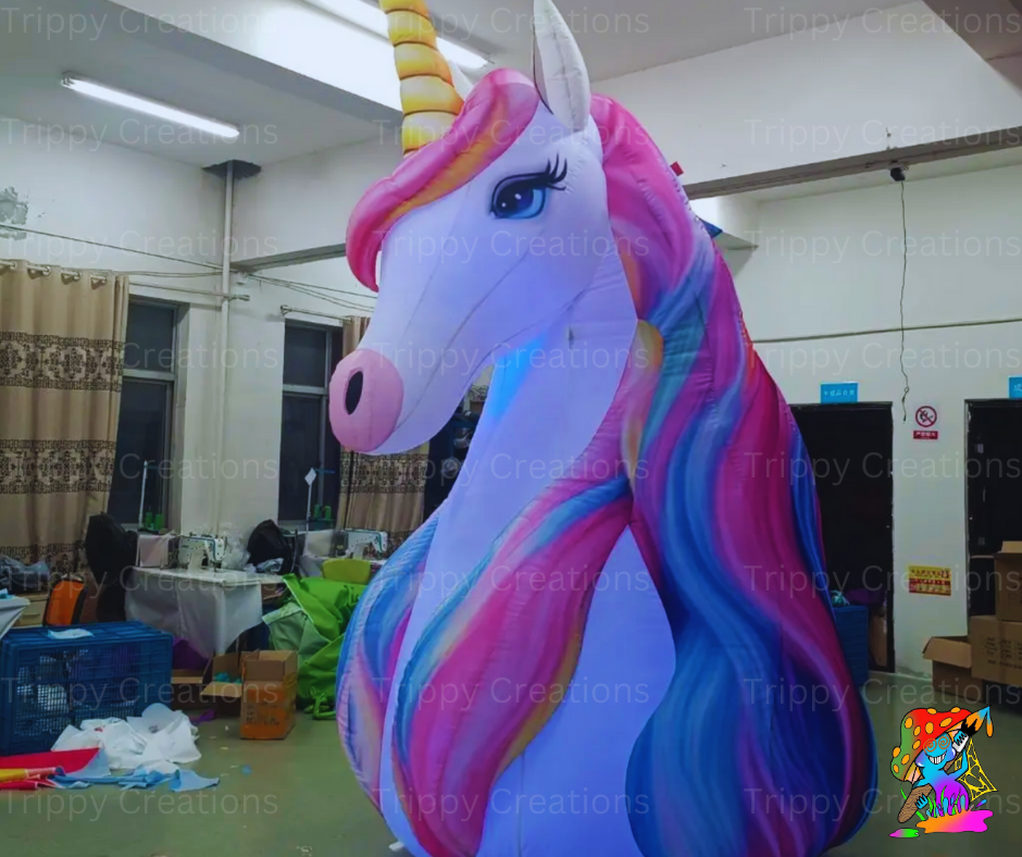 giant unicorn inflatable prop for magical events