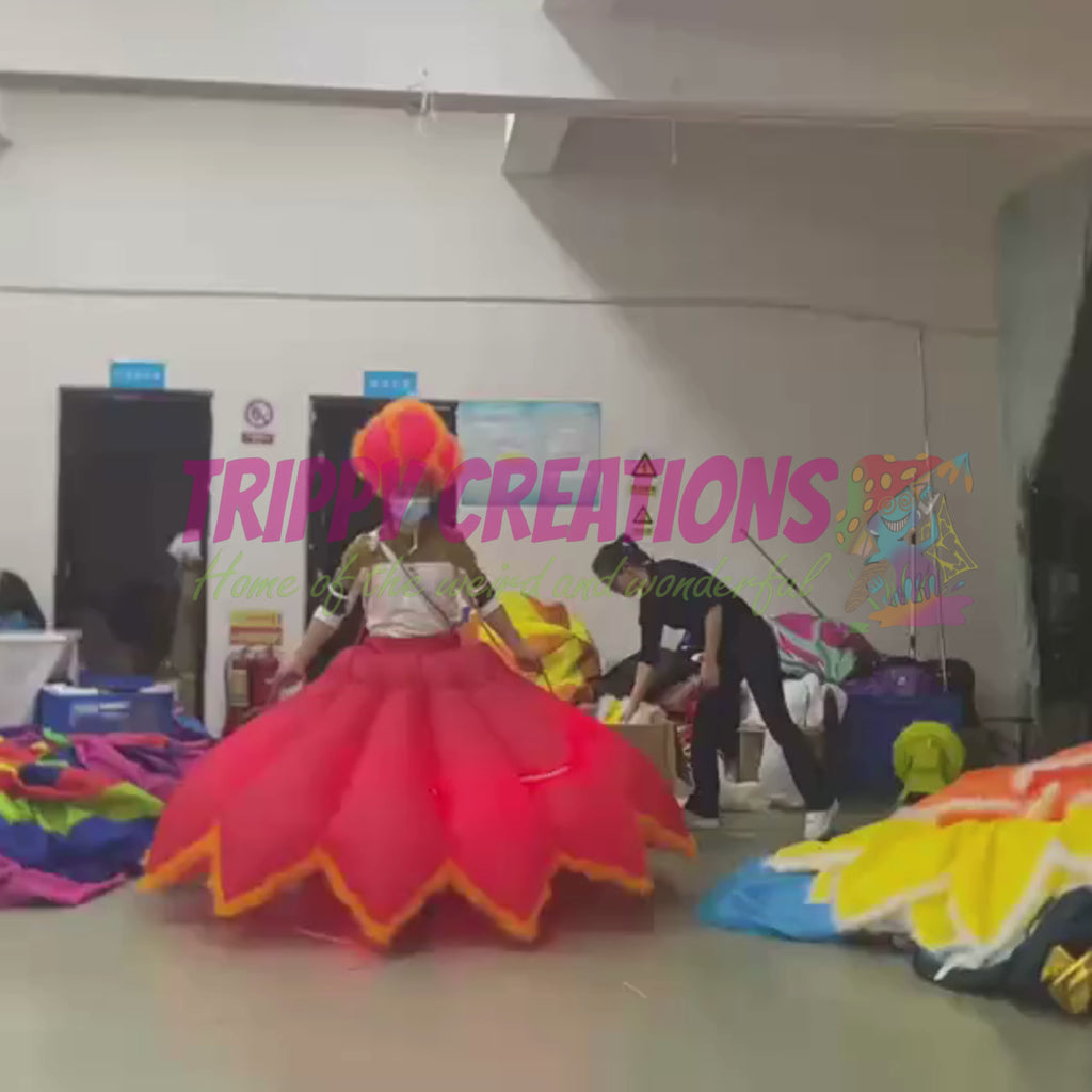 Inflatable Flower Dress Parade Outfit – 2.5m RGB LED Battery Powered Festival Costume Prop
