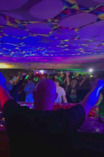 Vibrant UV tapestry hire pack for themed event décor