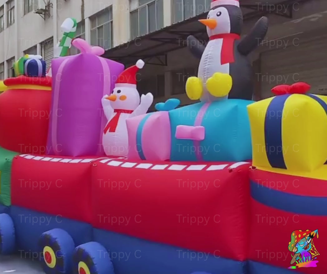 festive inflatable steam train