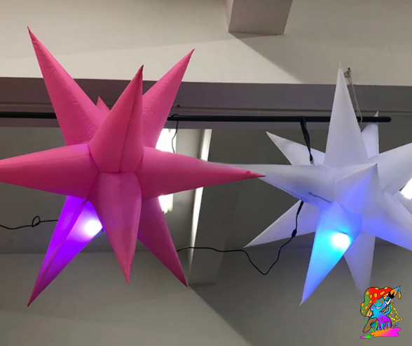 personalise your event with our stunning LED inflatable start decorations that hang from the ceiling