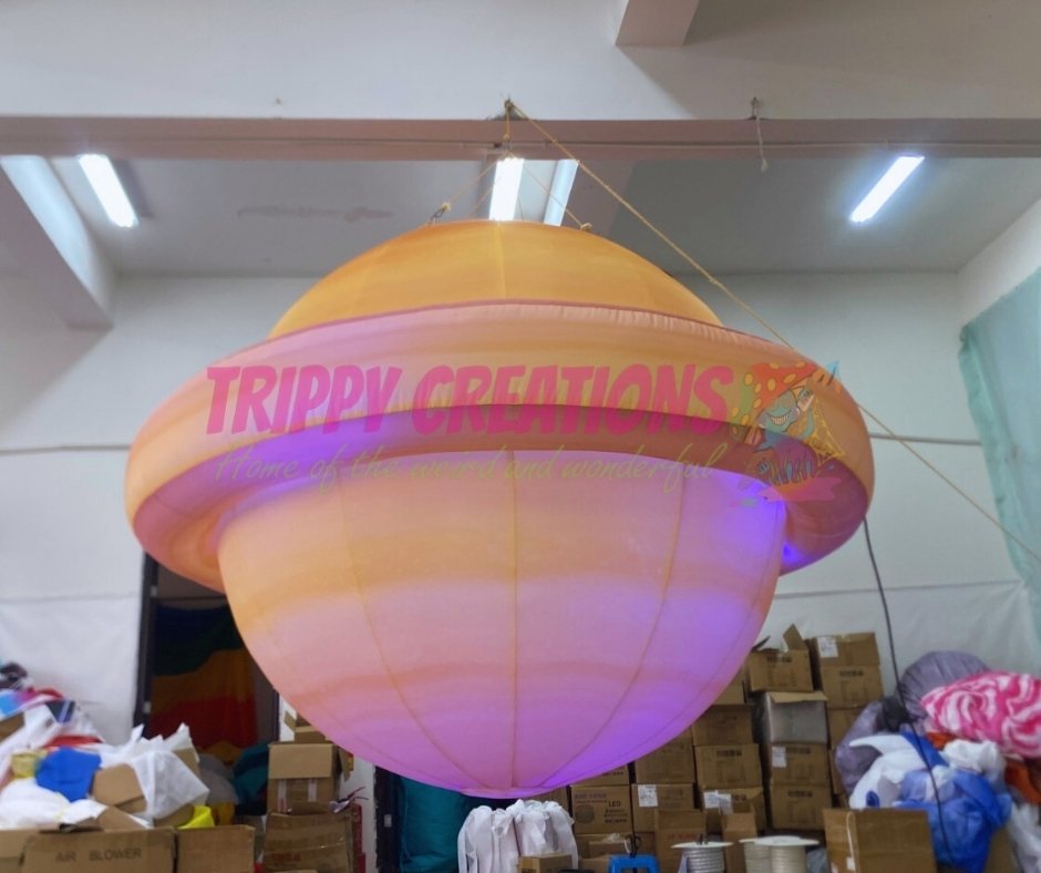 boys space birthday party inflatable planet decor