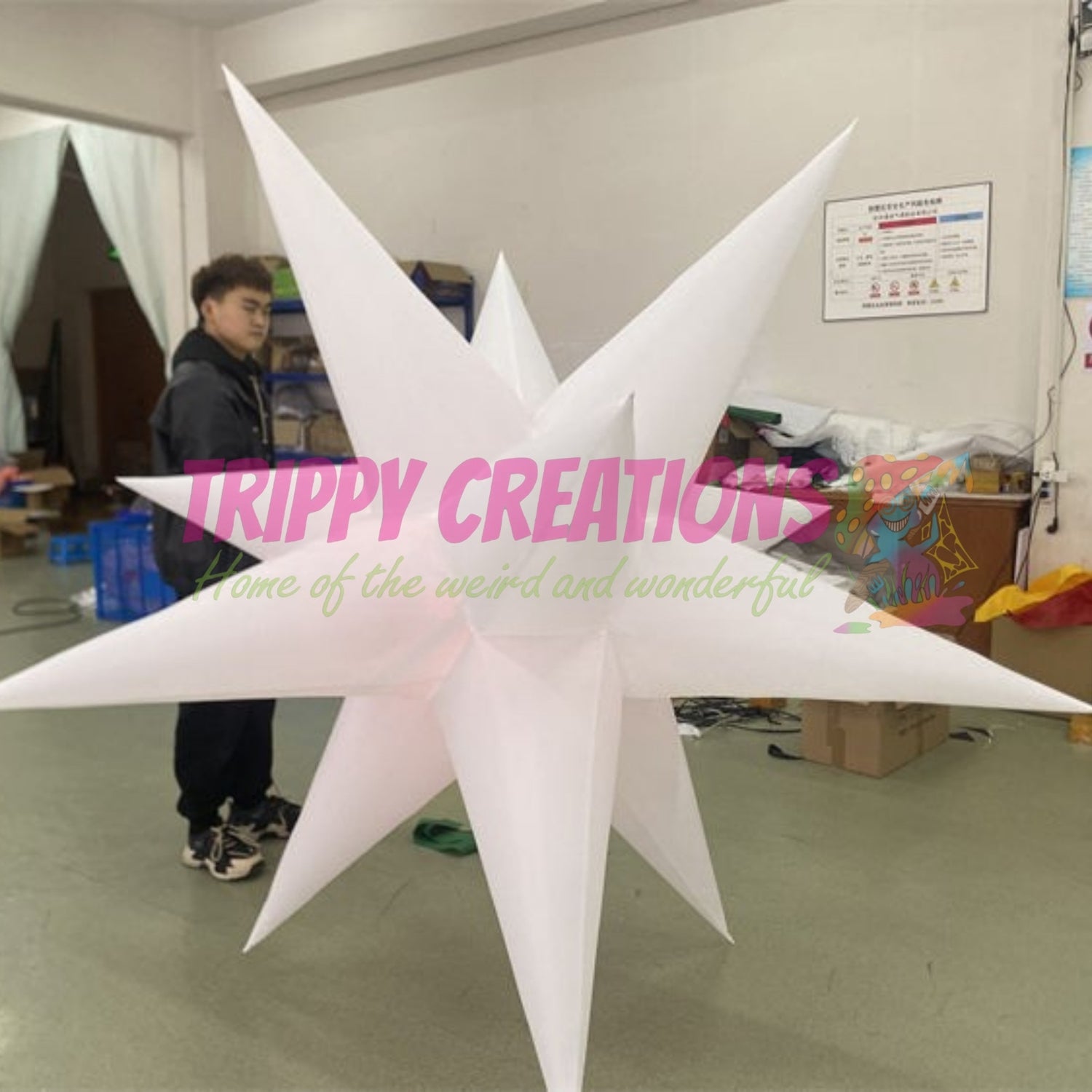 12V battery powered inflatable star walking parade prop on telescopic pole 2m