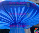 Trippy Creations giant blue inflatable mushroom prop with LED lighting, ideal for psychedelic events and festivals.