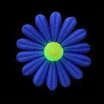 Trippy Creations giant blue inflatable daisy flower decoration with yellow center, polyester taffeta, LED lights