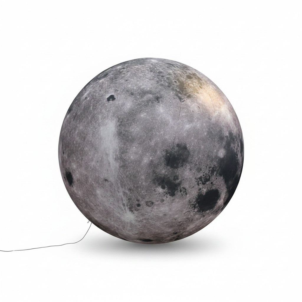 Trippy Creations giant inflatable moon decoration, realistic lunar surface detail, perfect for events and parties.