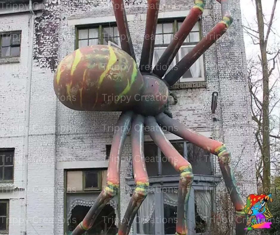 Trippy Creations giant inflatable spider decoration with multi-colored legs and body