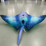 Trippy Creations 3m inflatable stingray decoration in blue and green with white speckles, designed for hanging at under the sea themed events.