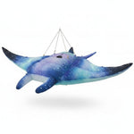 Trippy Creations 3m inflatable stingray decoration in blue and white with starry pattern, designed for hanging at events.