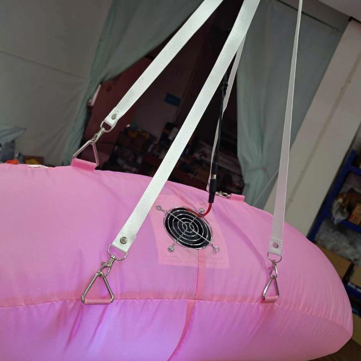 Trippy Creations pink giant inflatable daisy flower decoration with LED lights, polyester taffeta, for events.