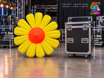 1 metre inflatable daisy compared with a 1 metre event flight case