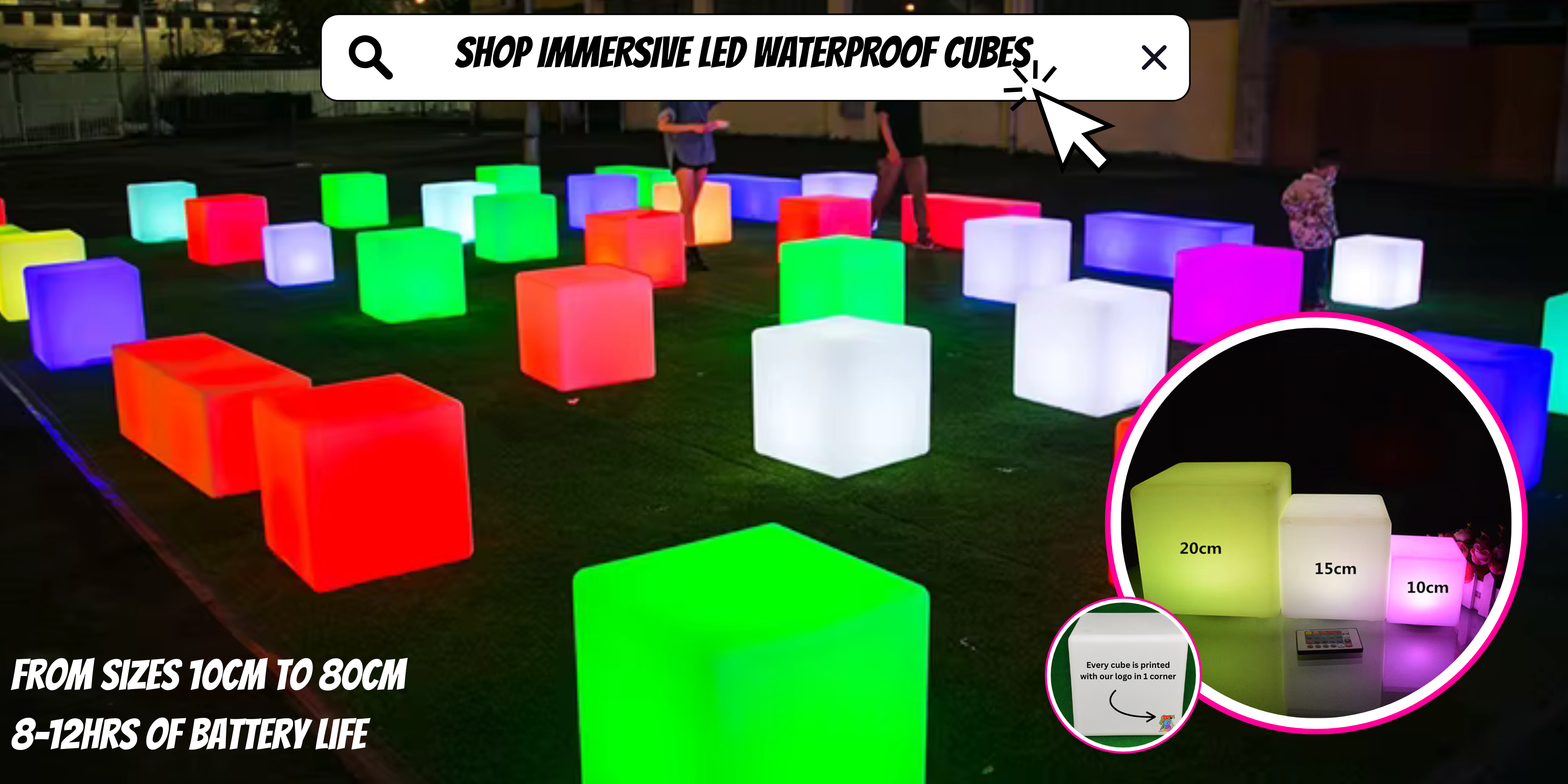 LED flashing waterproof cubes for indoors and outdoors