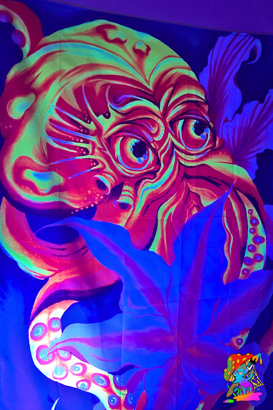 UV-reactive octopus wall hanging perfect for ocean-themed parties
