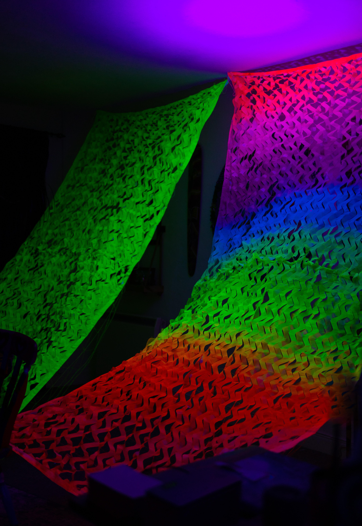 Custom Made Magical UV Rainbow Camo Net Decoration