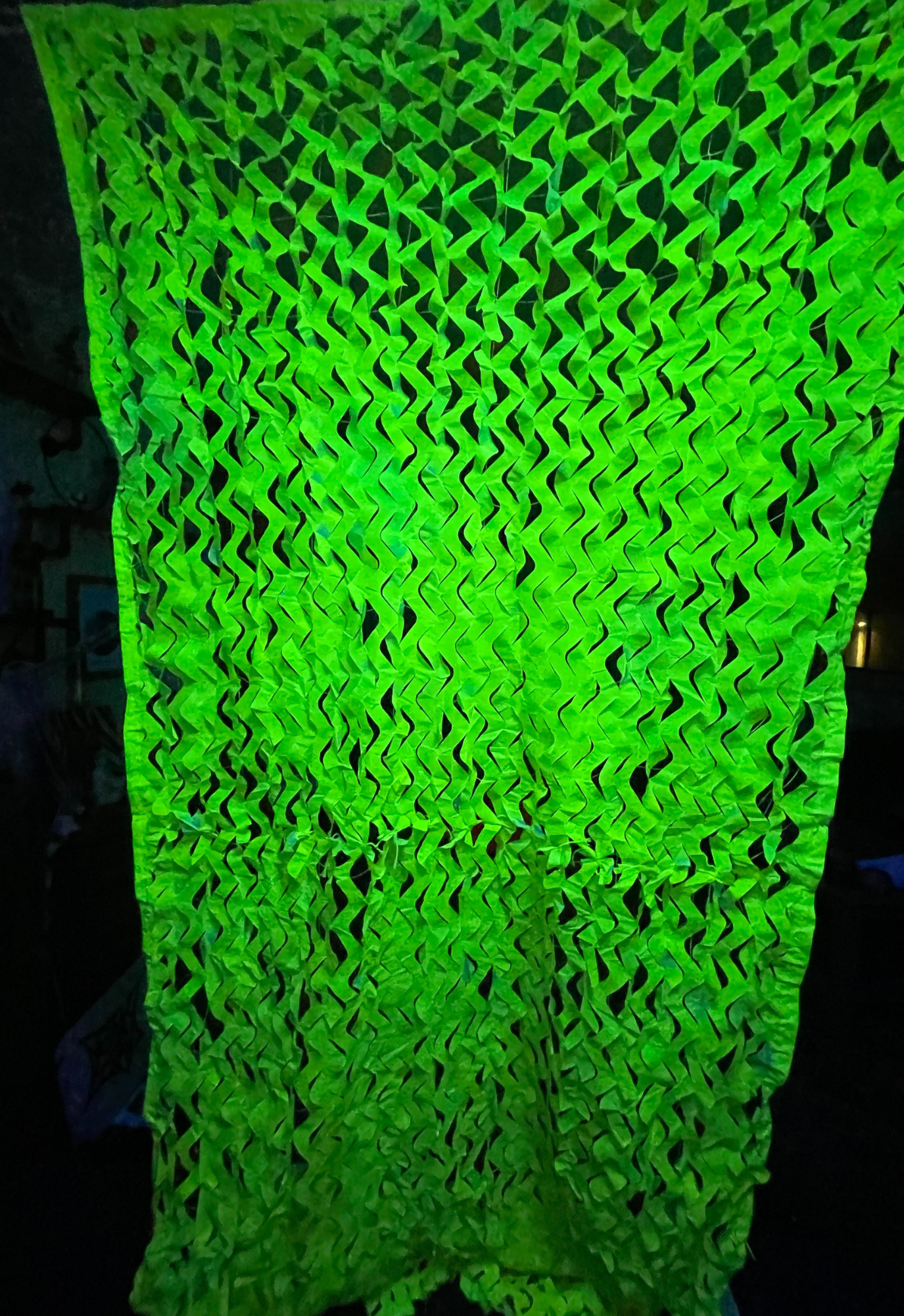 Custom Made UV Yellow (Green Glow) Camo Net Decorations