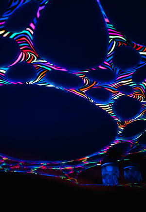 UV Reactive zebra print event decorations, psychedelic decorations