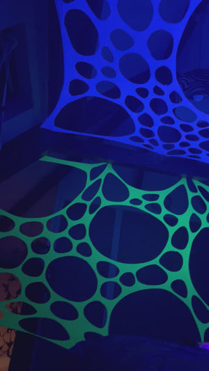 Pack of Two 3m Size UV Reactive Event Decorations In White (Blue Glow)